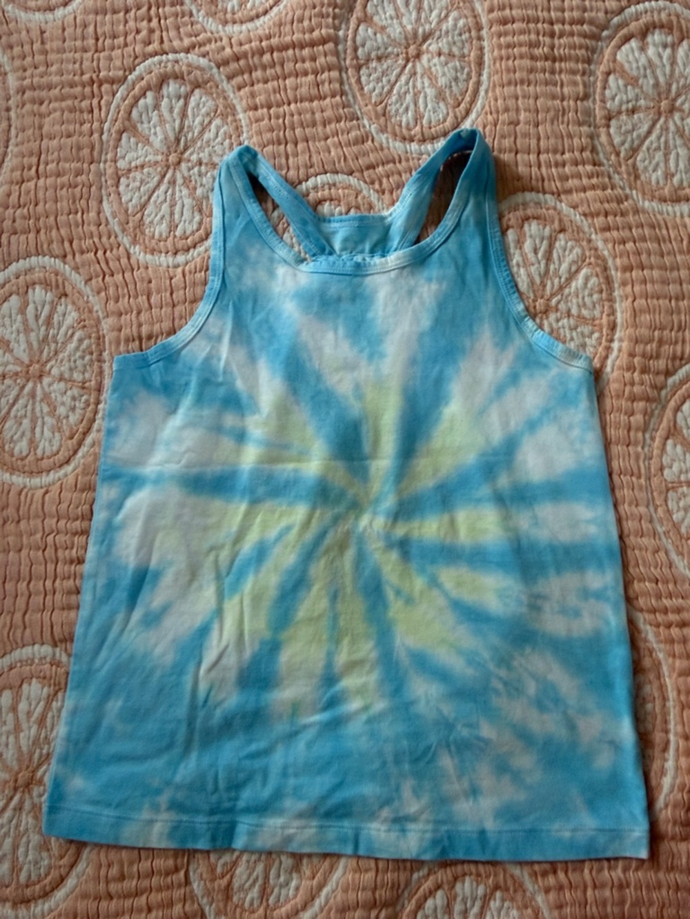 Cat & Jack Sky Blue and Pale Yellow Tie-Dye Racerback Tank